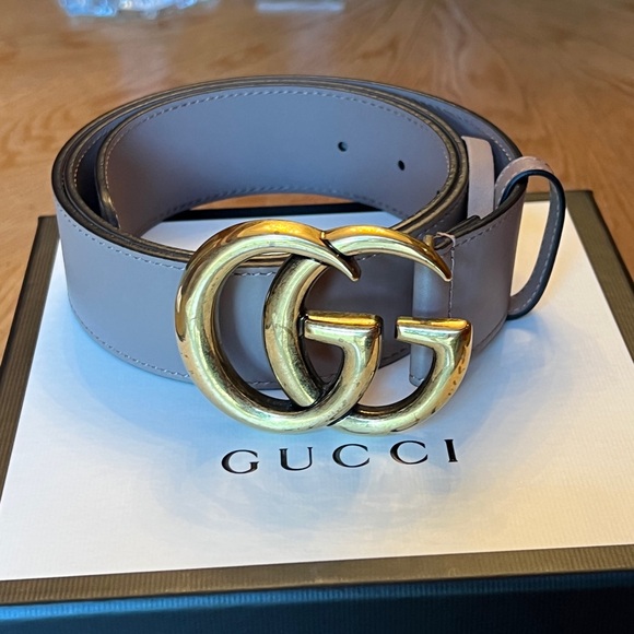 GUCCI Marmont GG Wide Leather Belt 36/90 Color: Dusty pink - Picture 5 of 13